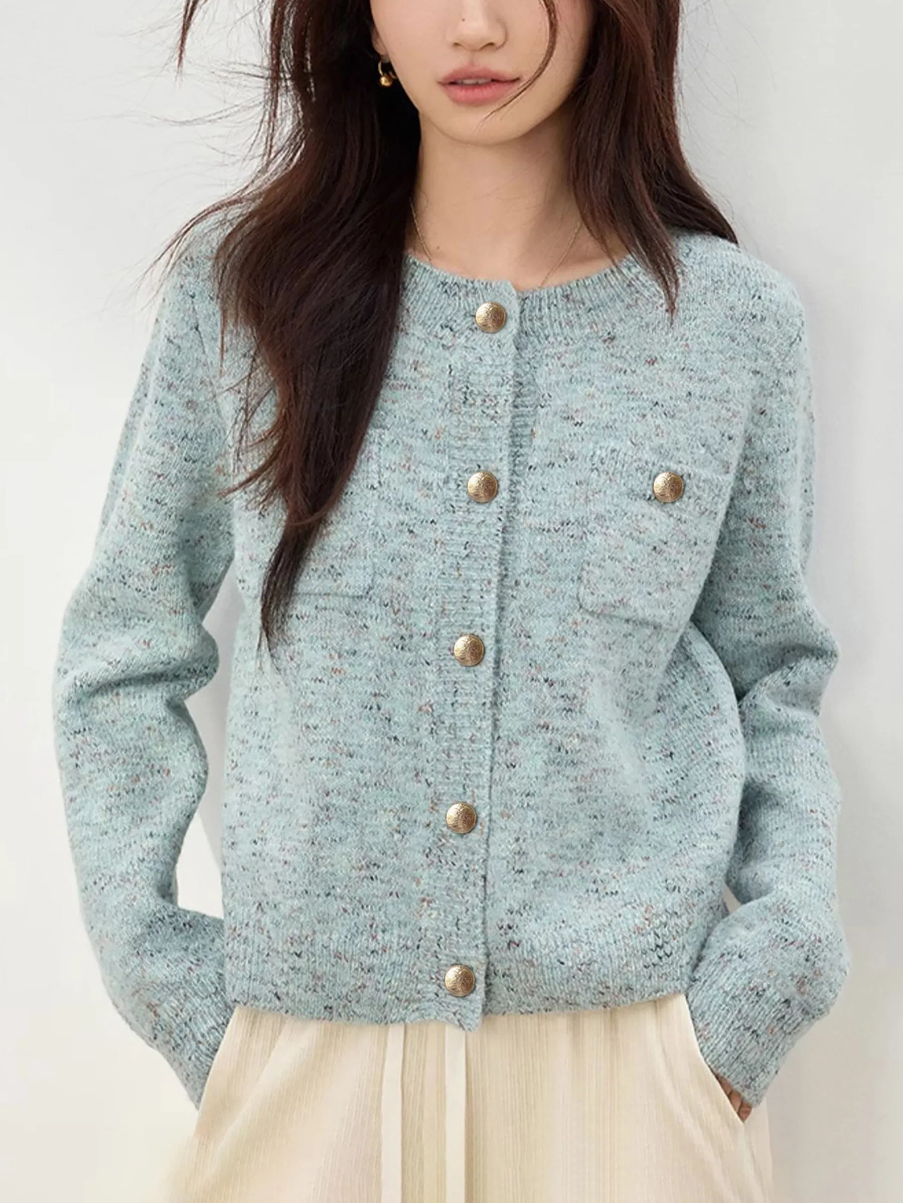 Suéter de Lã Cinza Trendy para Moda Sazonal Chic Sem Esforço