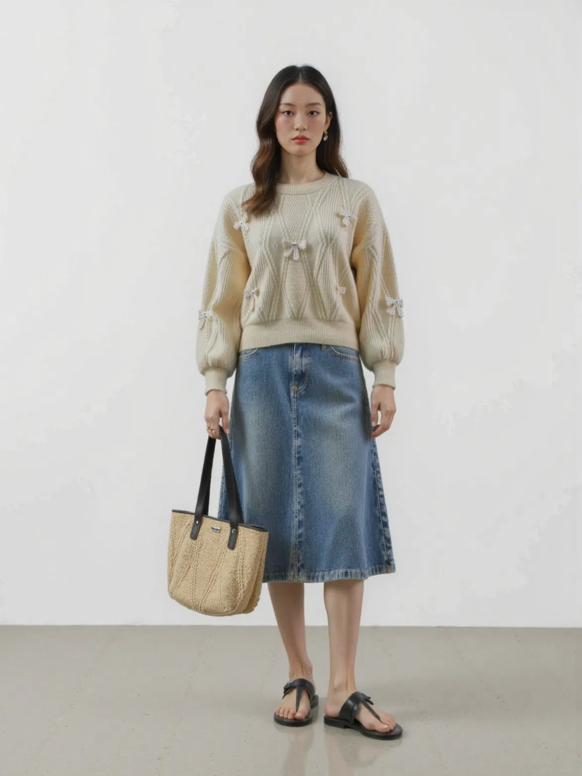 Suéter de Tricô com Fio Reciclado Ecológico para Mulheres, Moda Sustentável, Grande Venda