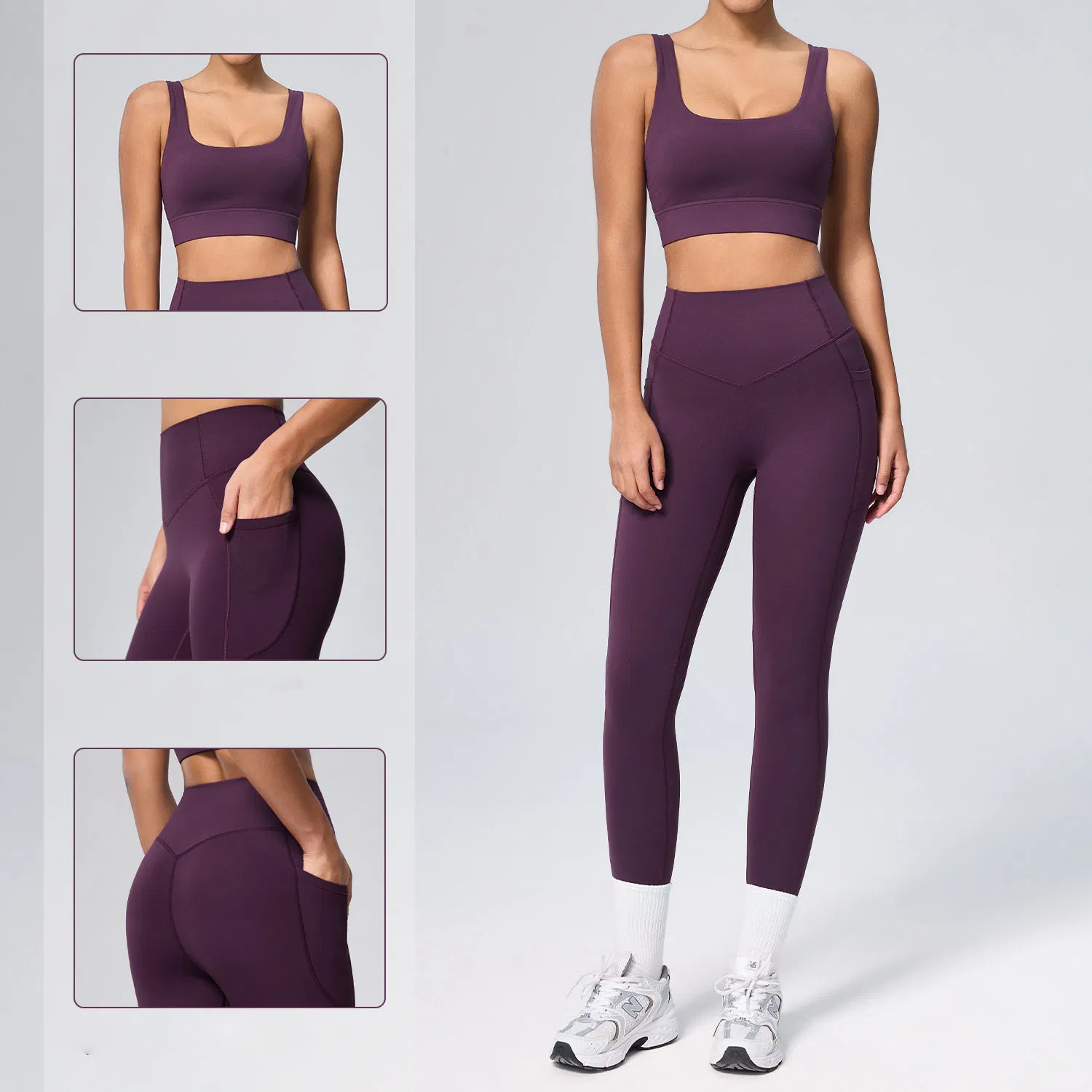 Roupas Esportivas Plus Size Leggings de Cintura Alta Conjunto de Yoga Roupas de Corrida Femininas Roupas de Fitness