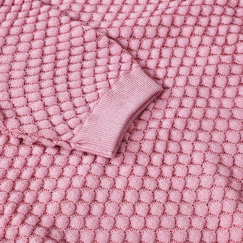 Malha de Verão em Escama de Peixe Rosa com Gola Redonda e Manga Curta