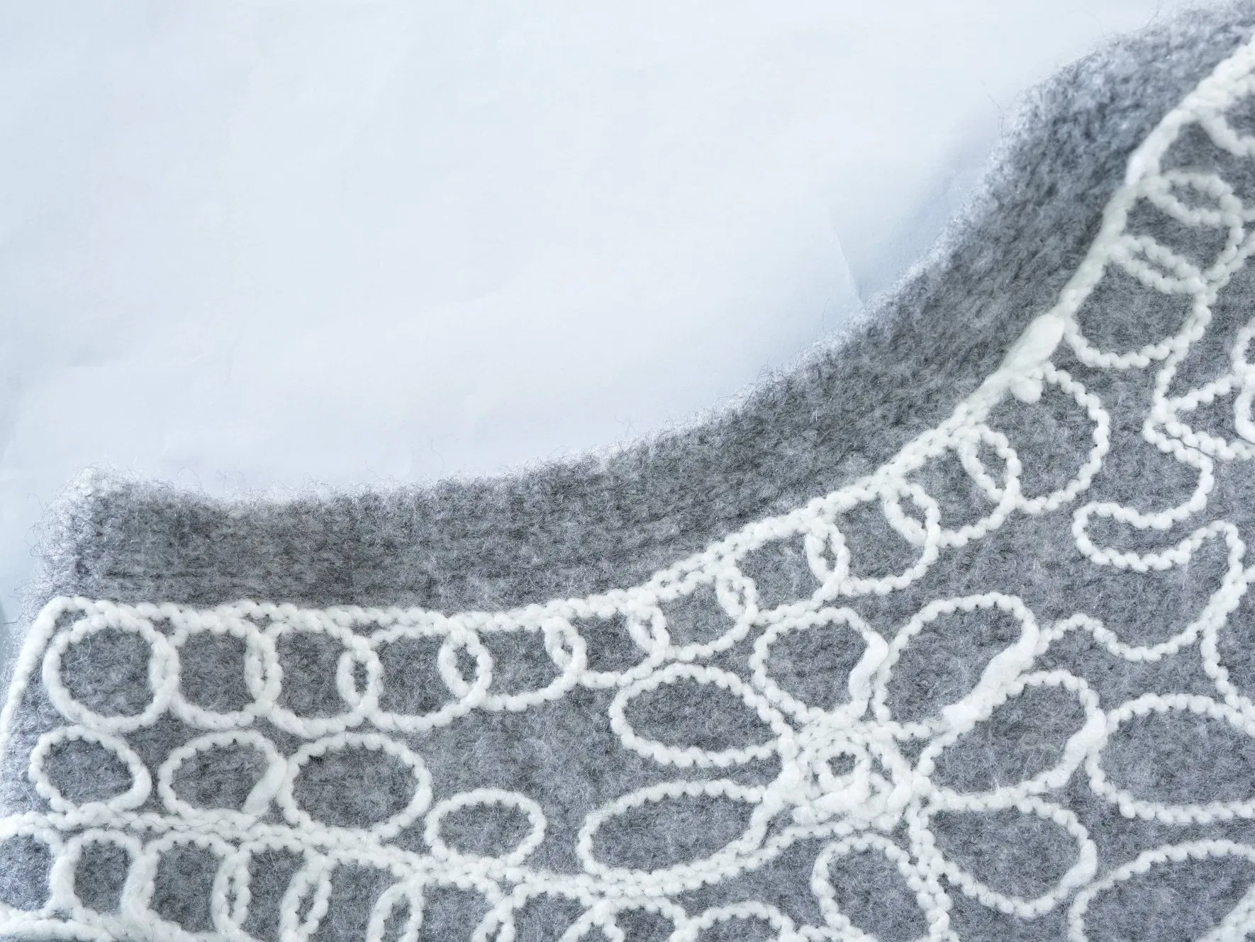 Colete sem mangas bordado em acrílico cinza névoa vintage para mulheres, roupa de outono