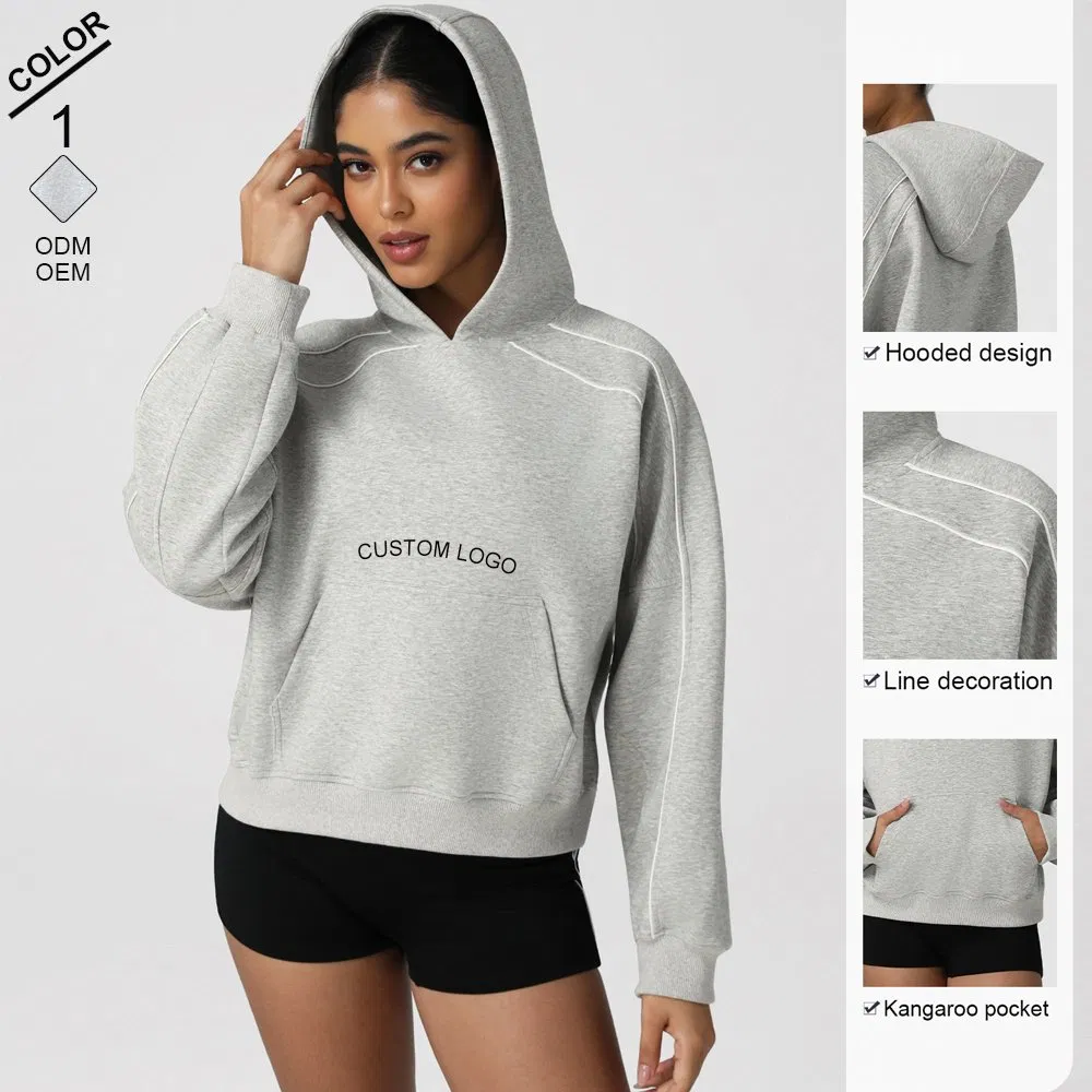 Moletom com capuz feminino casual para esportes, de mangas longas, para corrida, roupa de fitness ao ar livre