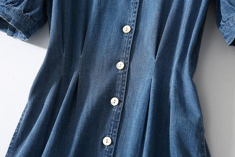 Vestido Maxi de Denim Estiloso para Mulheres, Vestido de Jeans Popular para o Verão e Primavera, Vestido de Algodão Clássico com Impressão DTG, Vestido com Logotipo Personalizado, OEM ODM, Roupas Personalizadas, Preço de Atacado