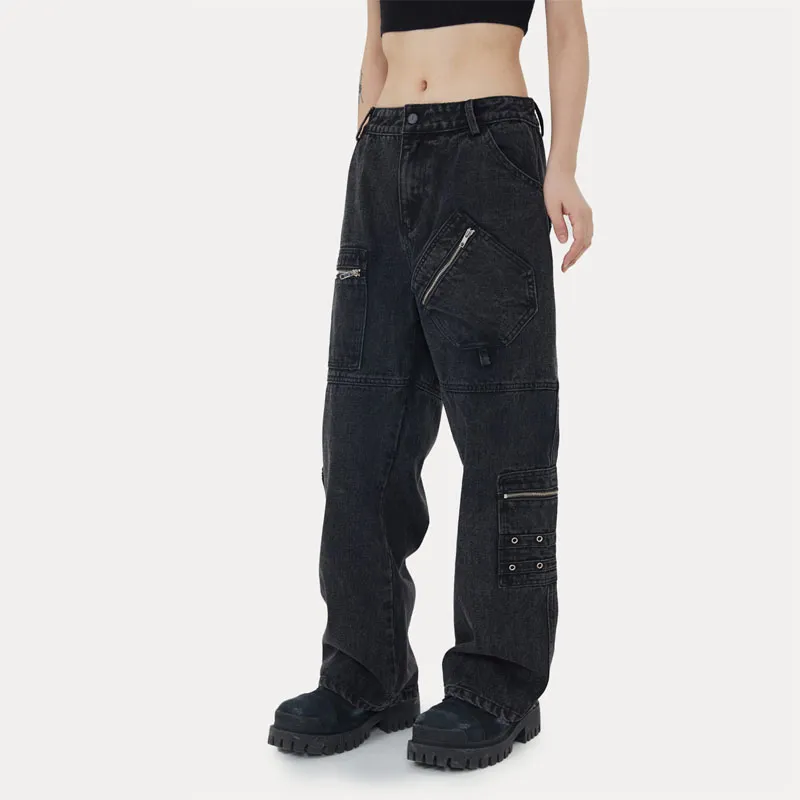 Calças de Denim Retas de Perna Larga da Marca Old Tide para Homens e Mulheres do Mesmo Estilo (CFJPFM-023)