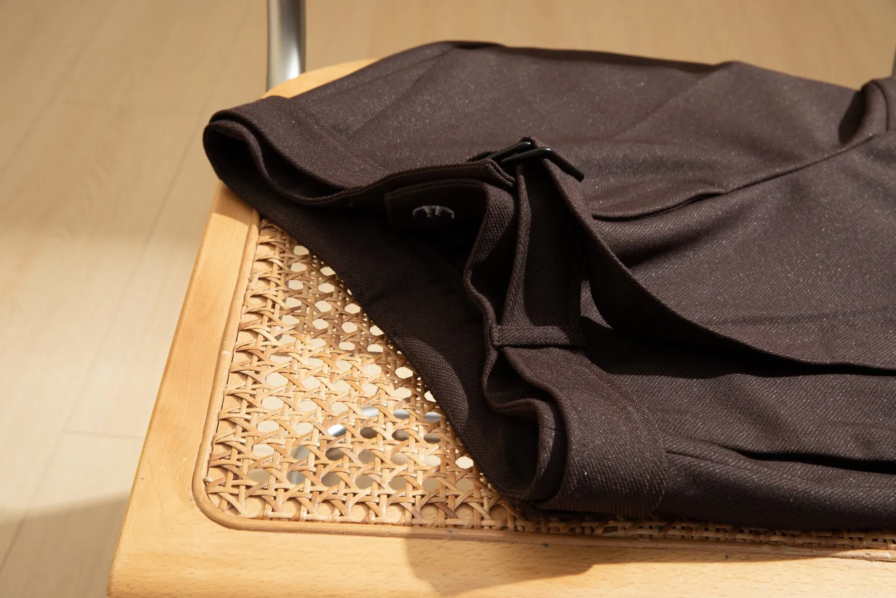 Calças largas de lã de inverno com textura de tweed para mulheres - Vestuário de escritório