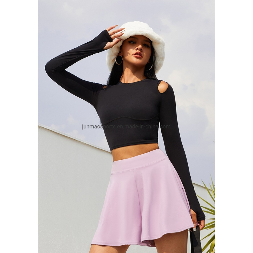 Camisetas de Yoga Femininas Populares de Manga Longa com Almofada no Peito Roupas de Fitness Sexy para Esportes Roupas Casuais