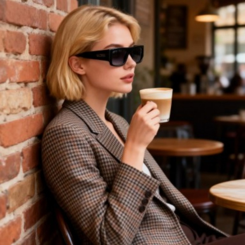 Óculos de sol quadrados pretos para mulheres, moda urbana, acessórios de moda