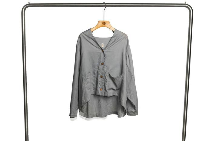Blusa de Linho Feminina Cinza, Casaco, Vestuário, Vestidos, Blusa Feminina