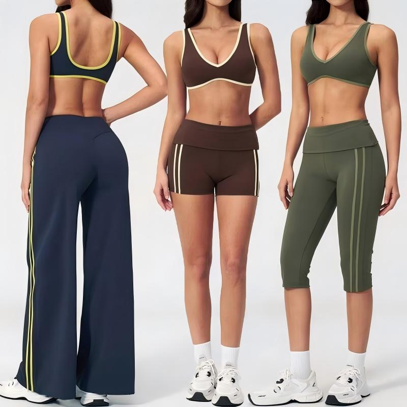 Conjunto de Esportes 2PCS Conjunto de Yoga Secagem Rápida para Academia Conjunto de Corrida Sutiã de Treino Calças Capri Roupas de Esporte Ventiladas Traje Esportivo Feminino