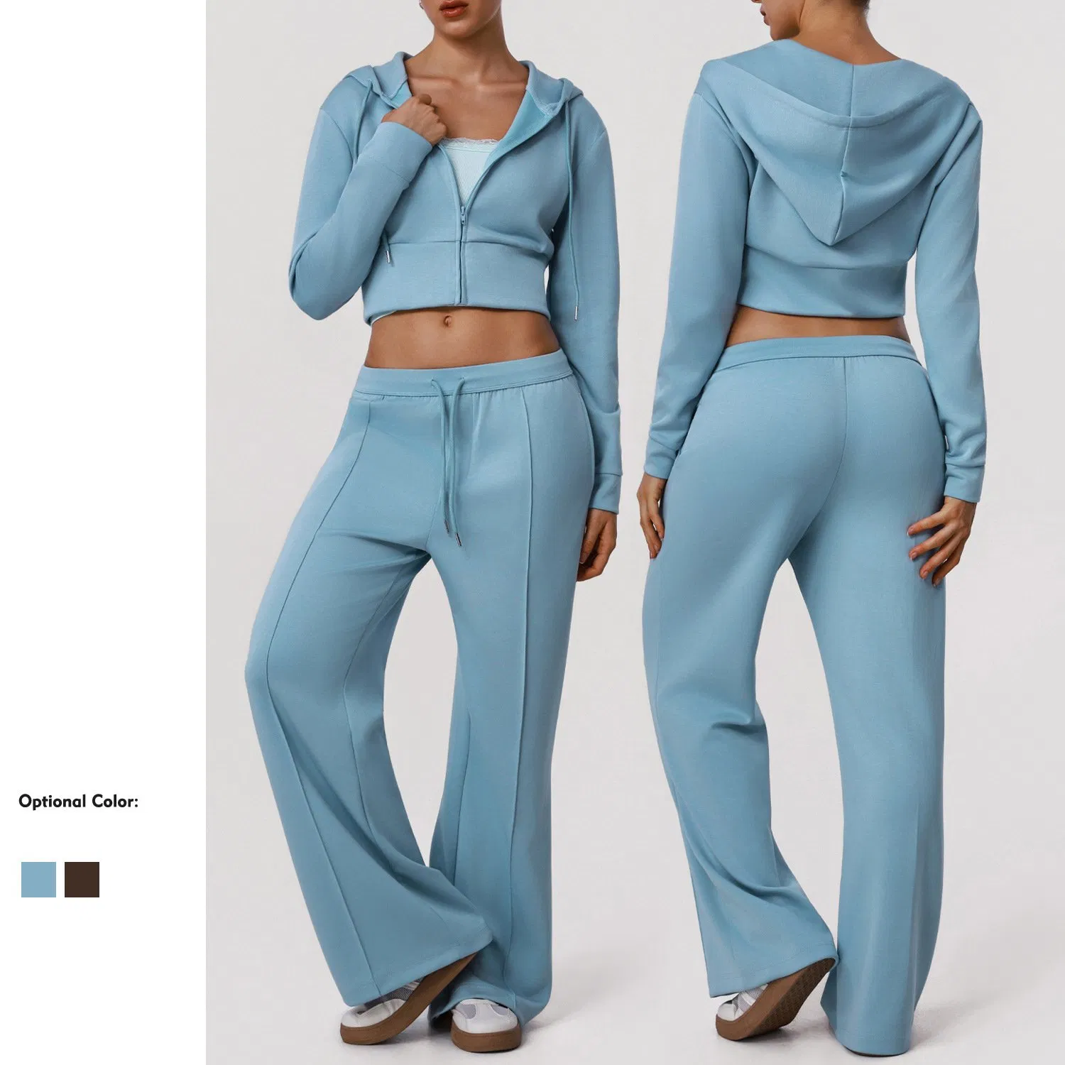 Roupas de Ginástica de Moda Casaco Cropped Feminino Conjunto Esportivo Sutiã de Treino