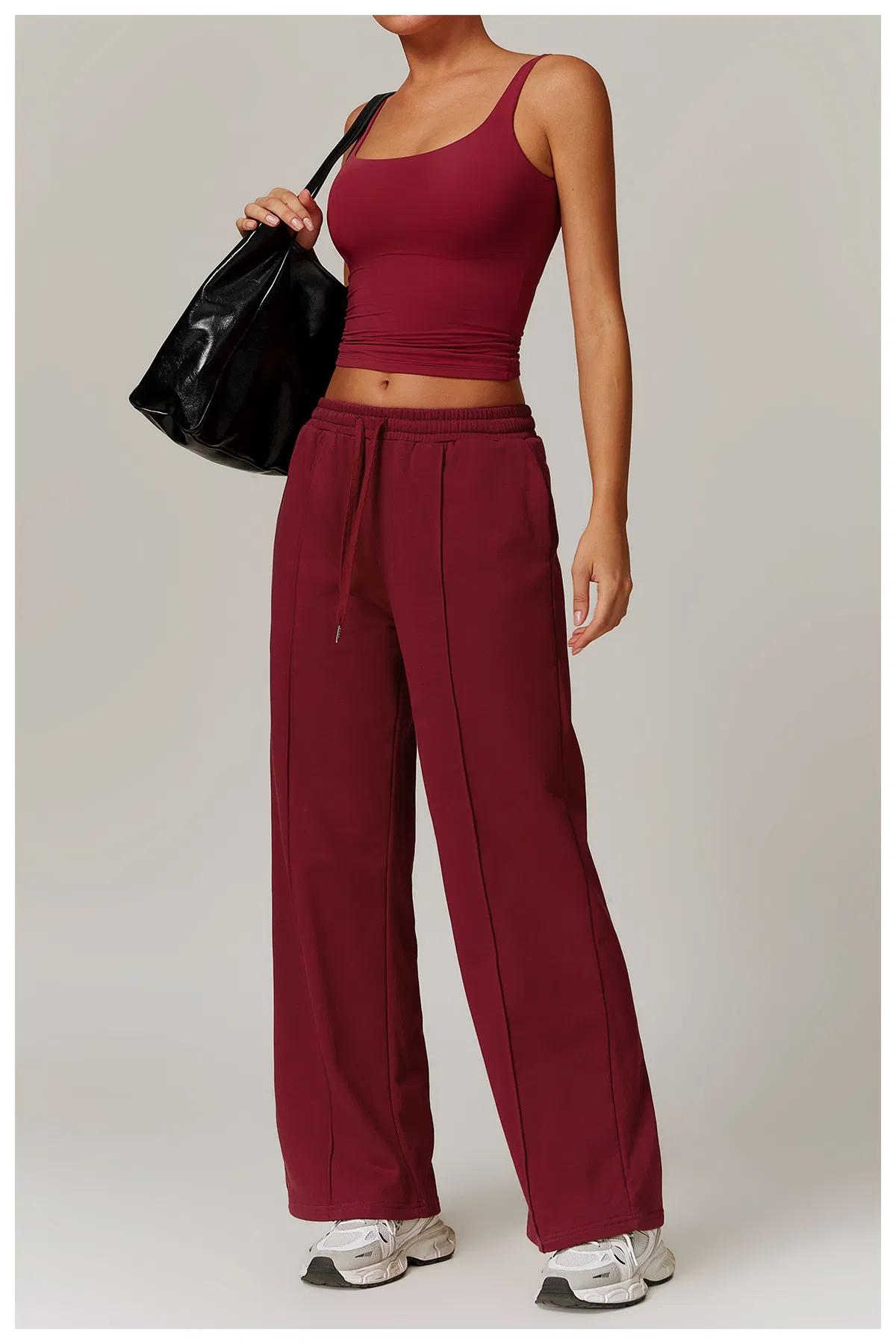 Calças largas femininas, camisetas de manga longa, moletom, conforto, roupas de lazer, vestuário esportivo