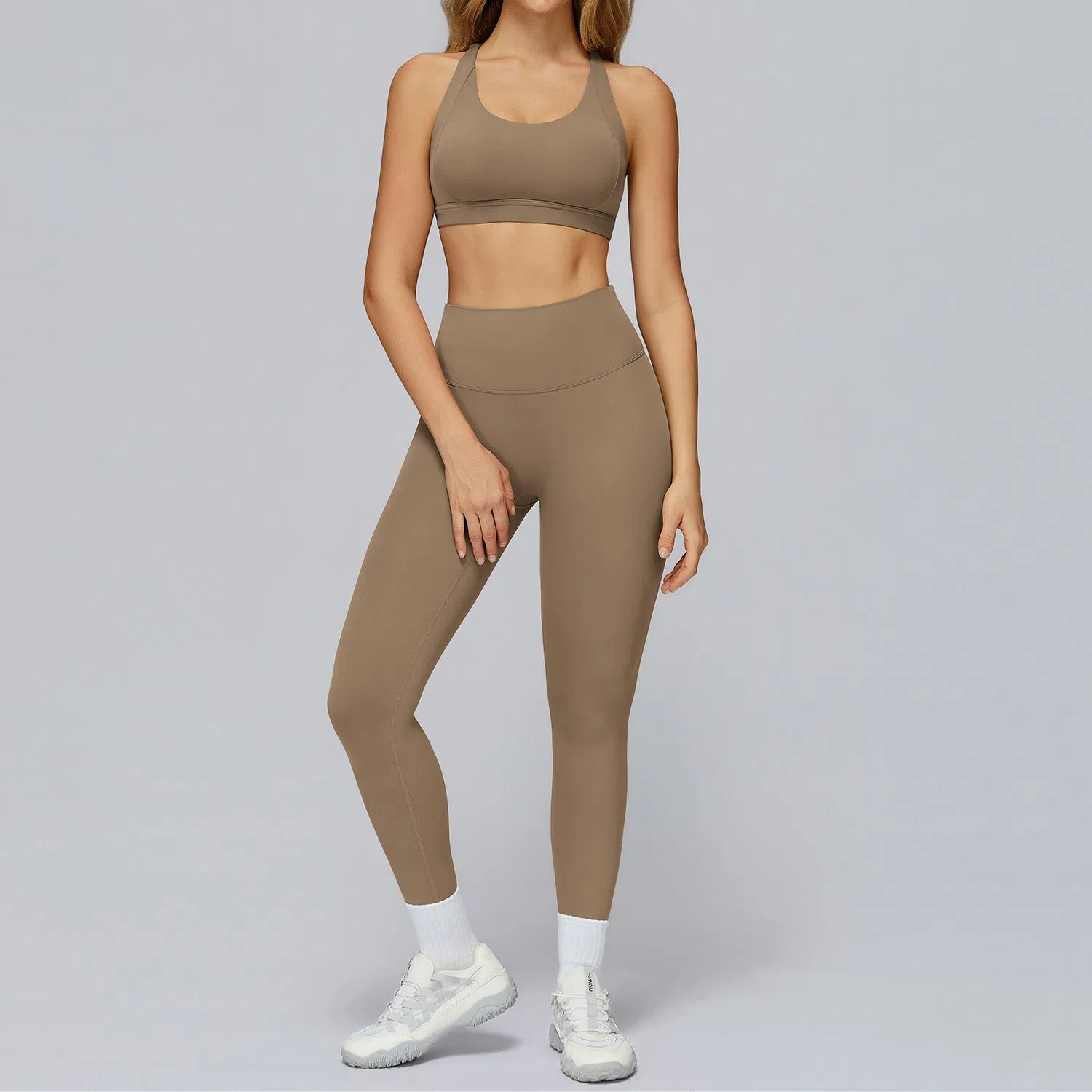 Conjunto de Fitness de Alta Qualidade para Mulheres: Sutiã, Jaqueta e Leggings, Roupas de Atividade Esportiva