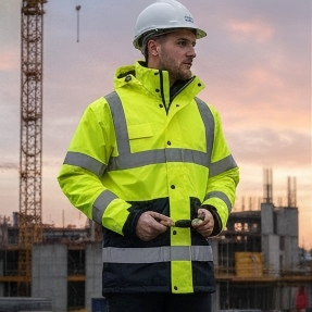 Jaqueta de Trabalho Inverno Unissex Hi-Vis Durável com Refletor para Segurança para Homens e Mulheres