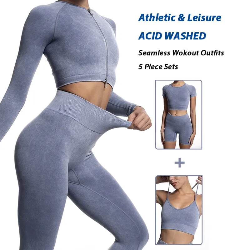 Modelo 2 Roupa de ioga lavagem ácida