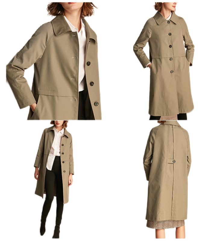 Design de Moda Personalizado Estilo Novo Casaco Clássico Francês Feminino Caqui