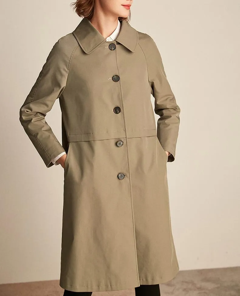 Design de Moda Personalizado Estilo Novo Casaco Clássico Francês Feminino Caqui