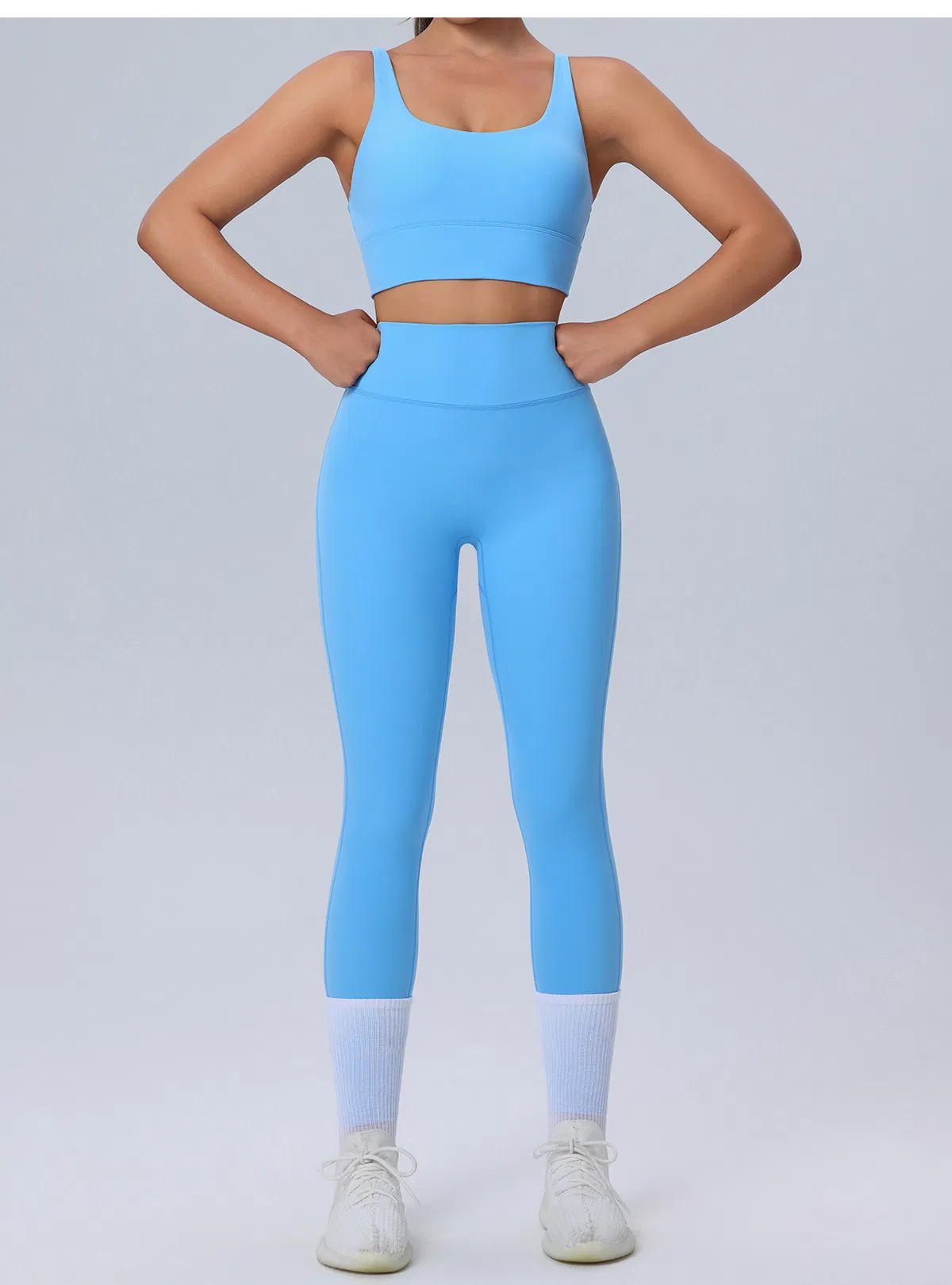 Conjunto de Yoga Plus Size 2PCS com Logo Personalizado para Mulheres, Alta Elasticidade, Respirável, Roupas de Fitness para Treino