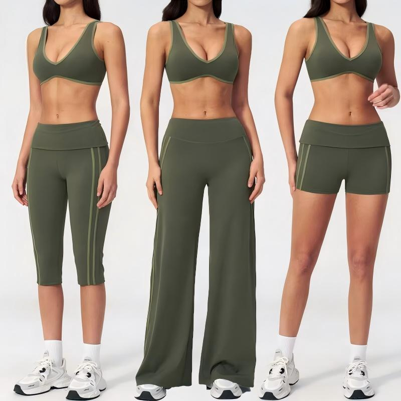 Conjunto de Esportes 2PCS Conjunto de Yoga Secagem Rápida para Academia Conjunto de Corrida Sutiã de Treino Calças Capri Roupas de Esporte Ventiladas Traje Esportivo Feminino