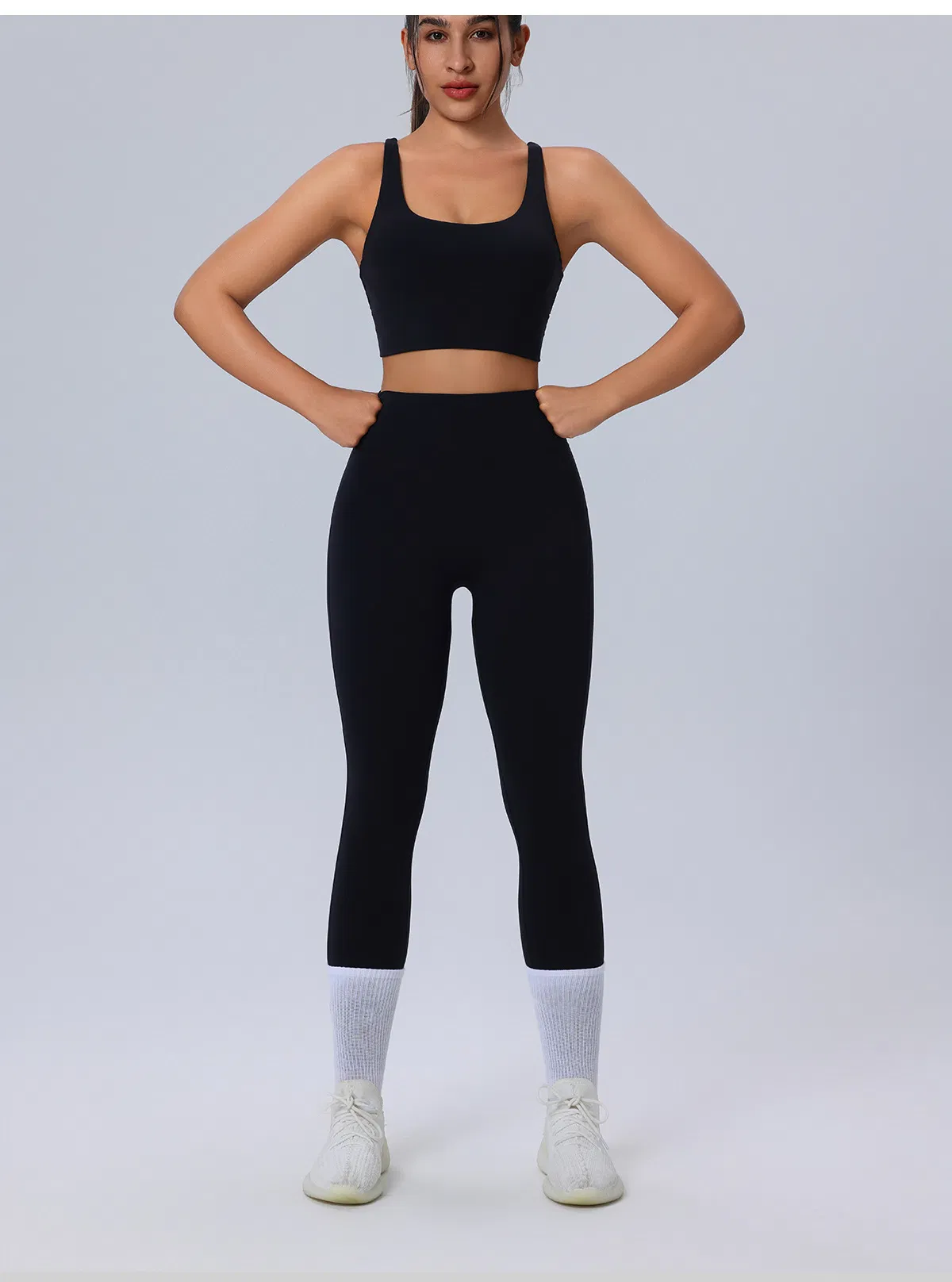 Conjunto de Yoga Plus Size 2PCS com Logo Personalizado para Mulheres, Alta Elasticidade, Respirável, Roupas de Fitness para Treino