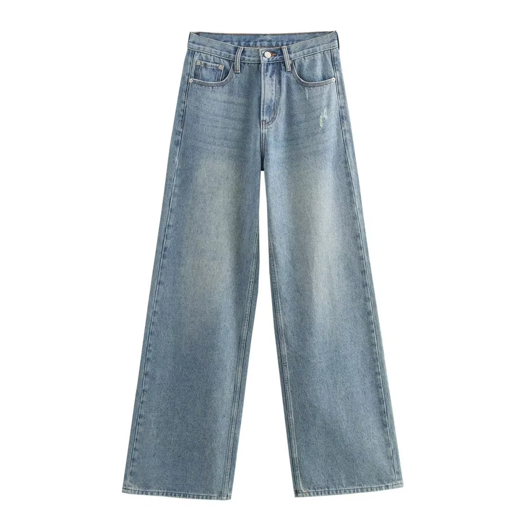 Calças de denim largas e elegantes para um estilo casual e chique