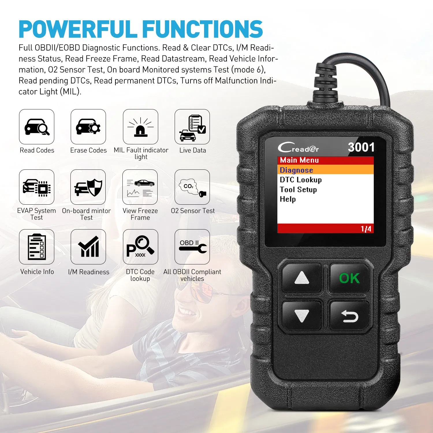 Launch Code Reader Car Scan Tools Cr3001 Eobd OBD2 Code Reader Scanner Car Fault Scan Tool Automotive Engine Diagnostic Tool