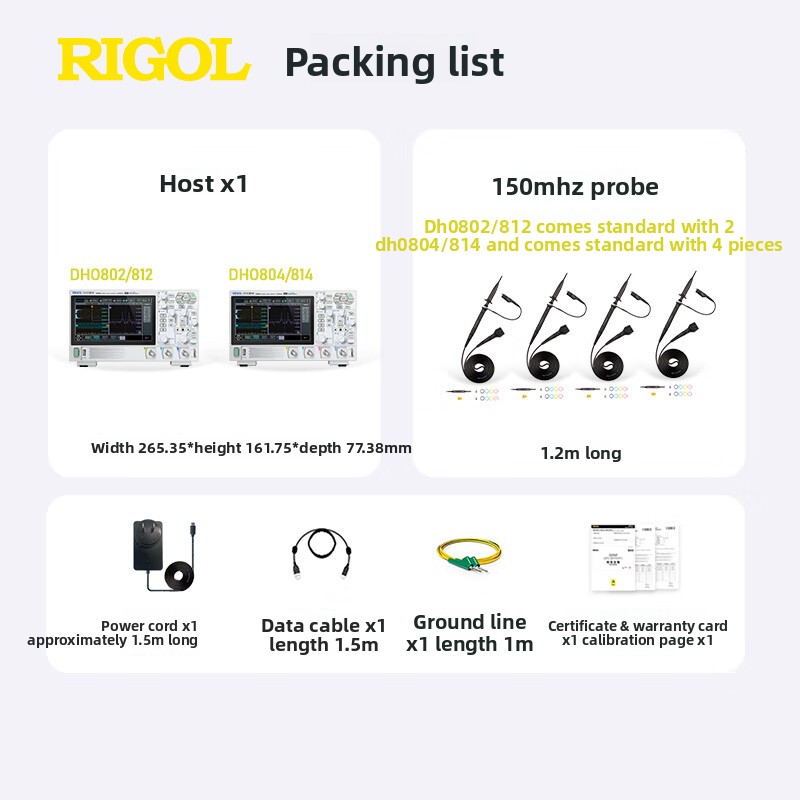 RIGOL DHO804/DHO814 HD Touch Screen Portable Digital Oscilloscope 100M Analog Bandwidth