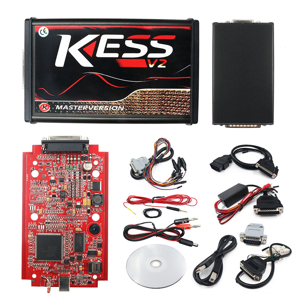 EU Red V2.8 KESS V2 V5.017 for Ecu Programming No Token Limited ECU Chip Tuning Tool With Plastic Toolbox