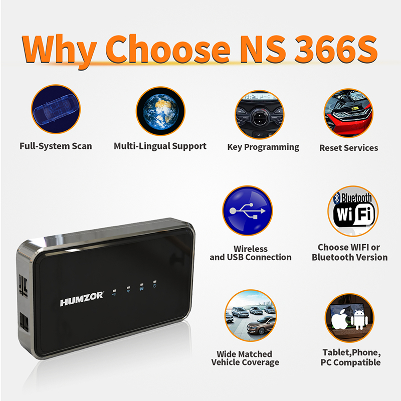 Hot Selling OBD2 Diagnostic Scanner for Cars Humzor NS366S Diagnostic Software With Tablet