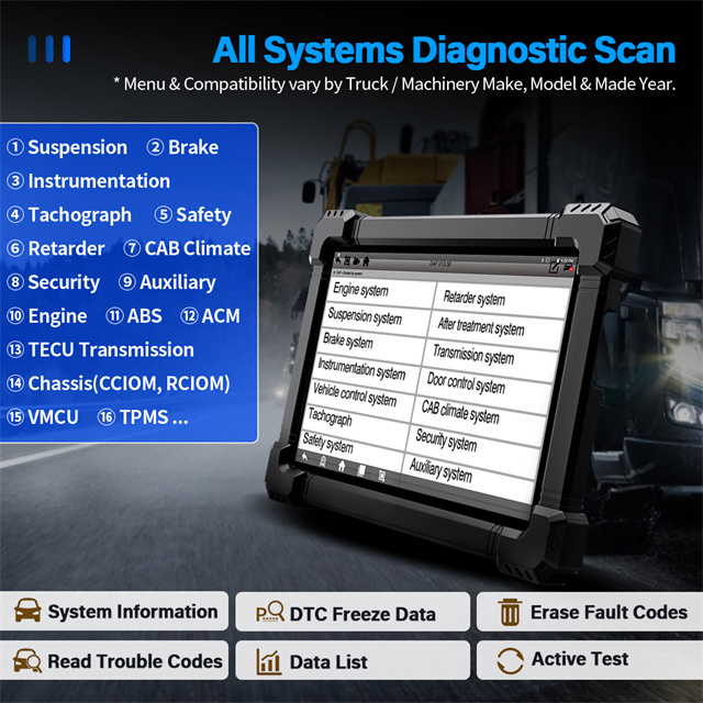Best ANCEL X7 HD Heavy Duty Truck Scanner 24V Full System EPB ABS Oil Reset SAS DPF Regen TPMS ECU X7hd OBD2 Diagnostic Tool