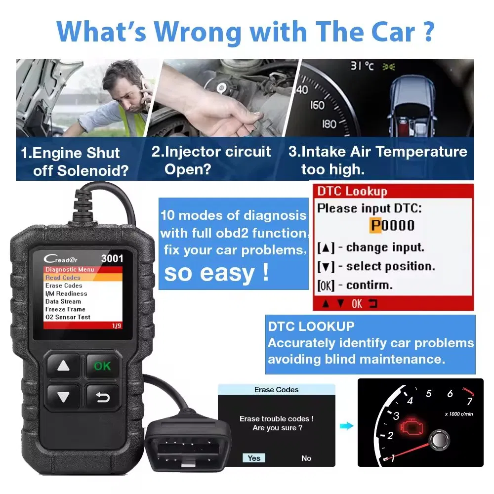Launch X431 Cr3001 Code Reader OBD2 Diagnostic Scanner Auto Reader Scanner