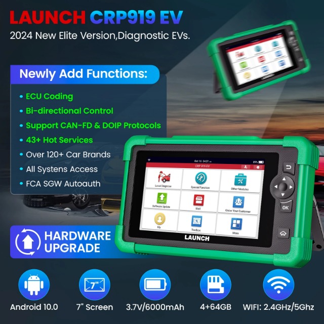 2024 New Arrival LAUNCH X431 CRP919 EV 43+ Service Functions Diagnostic Car New Energy Vehicles Car Diagnostic Machine