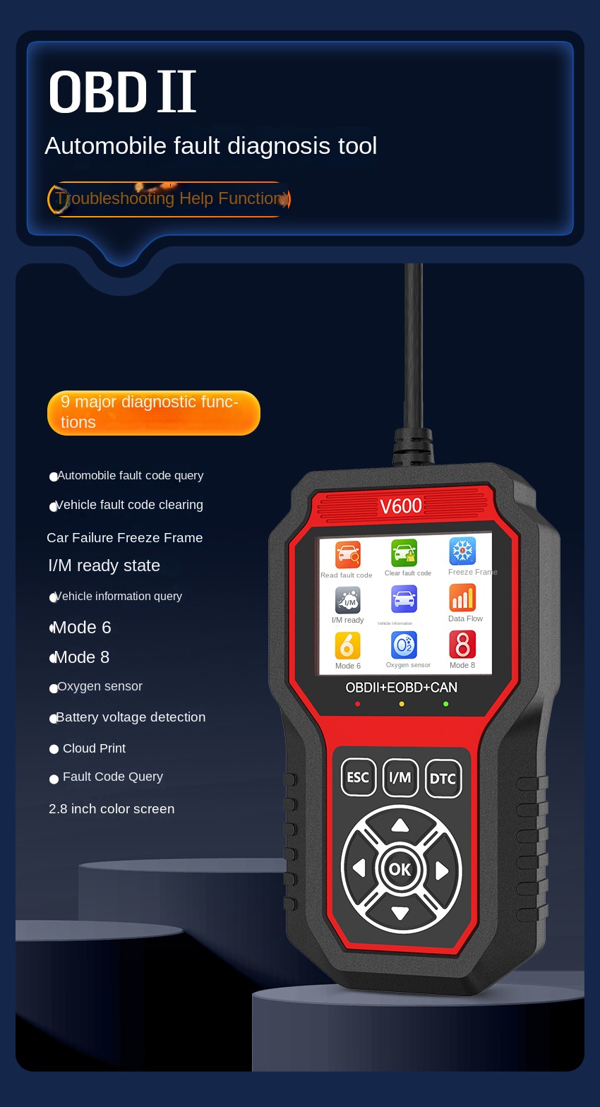 OBD2 Scanner, OBD2 Scanner Diagnostic Tool - Scanner OBD2 to Read & Clear Check Engine Light