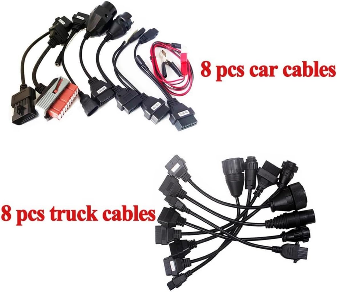 Heavy Duty OBD2 Diagnostic Adapter Cable Set 8 Piece Truck Scanner Harness Kit