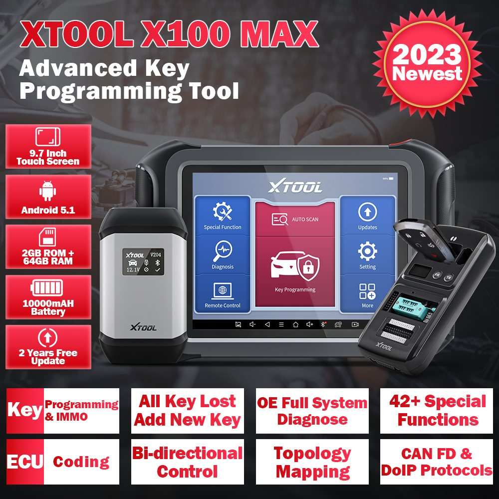 XTOOL X100 MAX Auto Key Programmer IMMO Elite Diagnostic Tools With KC501 ECU Coding Full Bidirectional Control Update