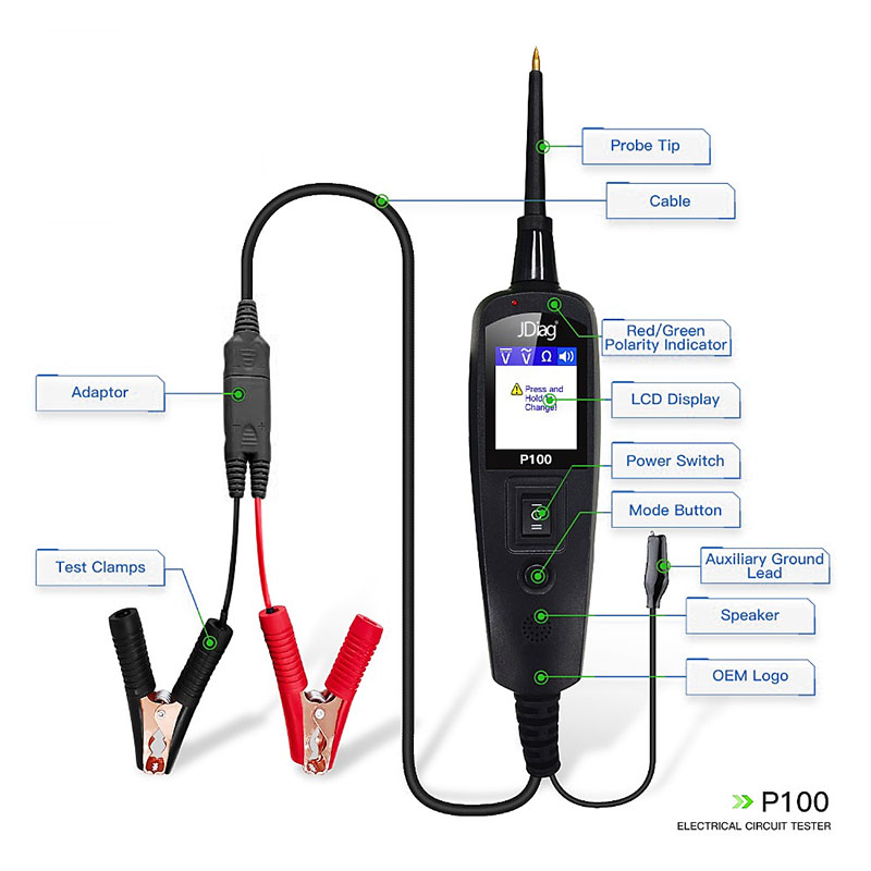 Topdiag P100 10m Extension Cable Electrical System Diagnostic Tool Automotive Circuit Tester for Truck Motorcycle Tests Tool