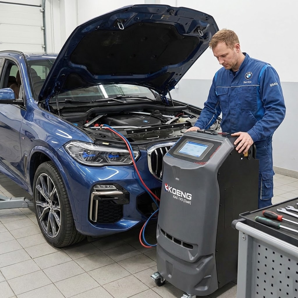 KOENG KAC-A6(134a) Automatic Automotive AC Service Machine 5" LCD Display 180 L/min Vacuum Pump | Refrigerant Recovery Equipment