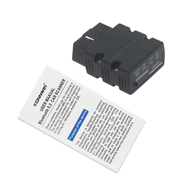 Konnwei Kw902 OBD2 Scanner - Bluetooth 4.0/5.0, Ios/Android, Car Diagnostic Tool (Black)