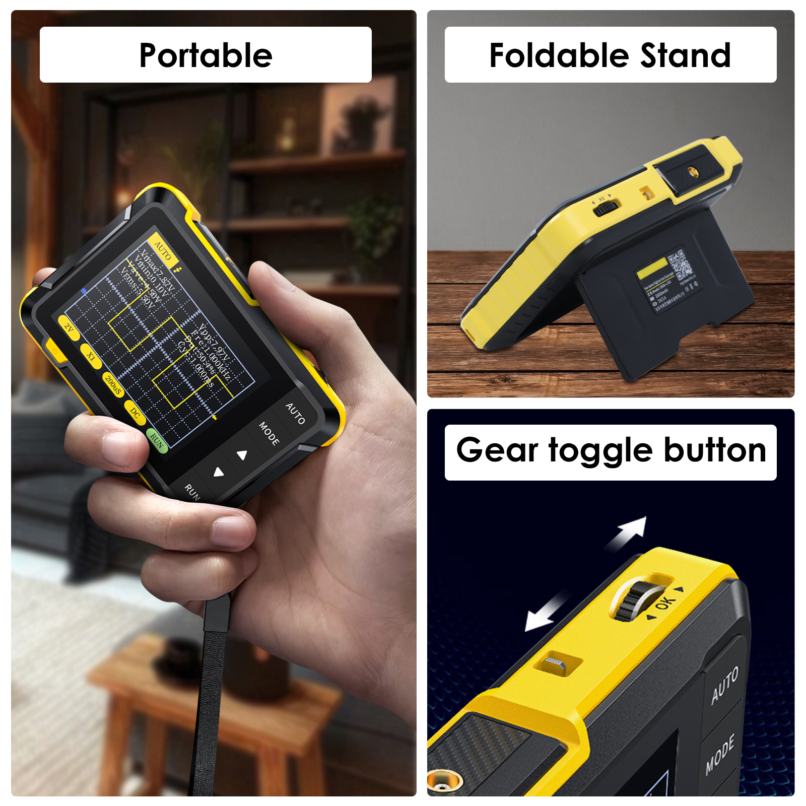 Handheld Digital Oscilloscope Kit Portable Automotive Oscilloscope 2.8" TFT 200KHz Bandwidth Trigger Function