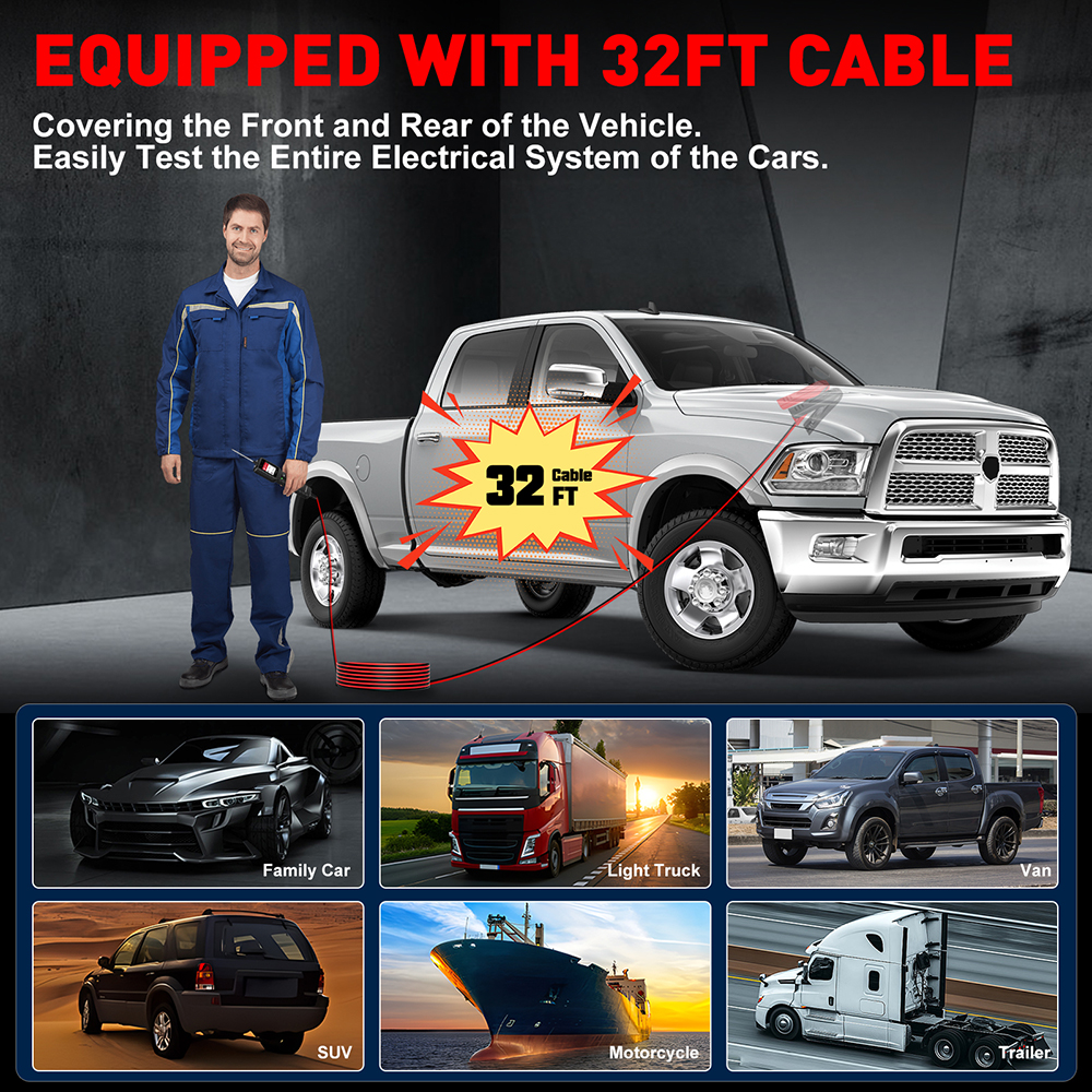 2026 New KINGBOLEN ECT300 Automotive Electrical Circuit Tester 12V 24V Car VoltageTest Power Probe Tester with 32FT Cable