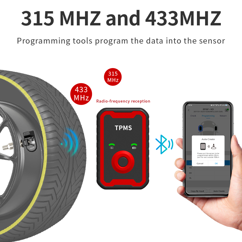 Autostar Programmable Universal TPMS 433MHz 2in1 Sensor &amp; Diagnostic Tool with LCD Display 1 Year Warranty