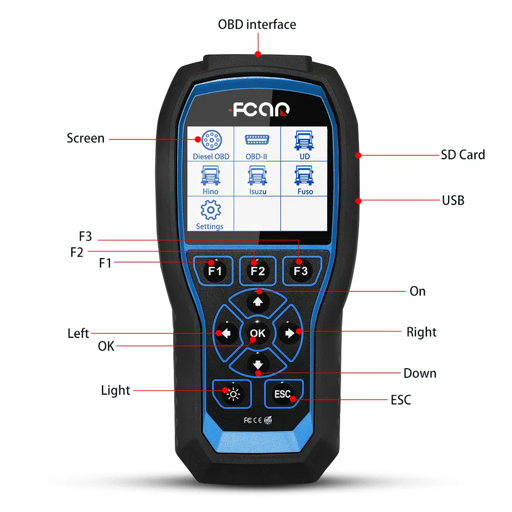 Viktec Heavy Duty Diesel Scan Tool Heavy Truck and Car 2 in 1 OBD2 Automotive Diagnostic Scanner for Isuzu Ud Hino Fuso (VT17516)