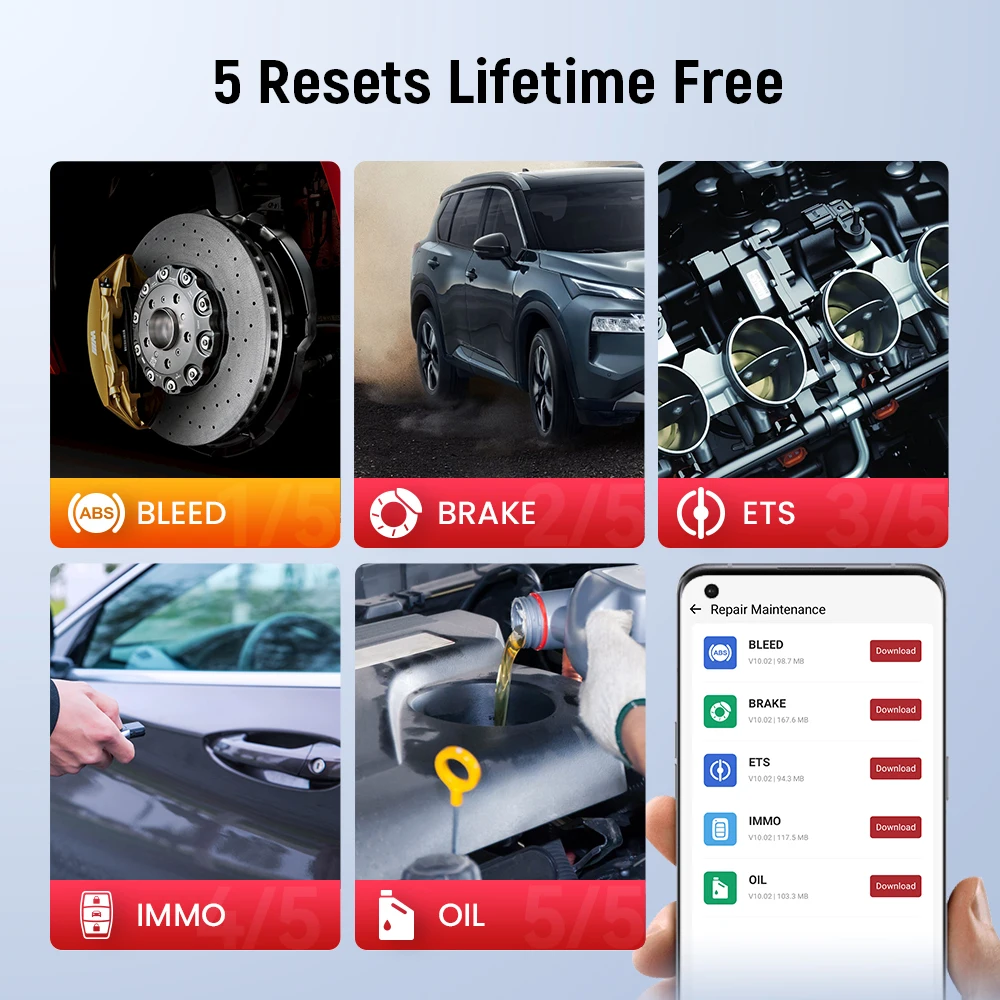 THINKCAR BD6 OBD2 Scanner Full System Diagnostic Tool OIL IMMO ETS BLEED Brake Reset Lifetime Free All Auto Car