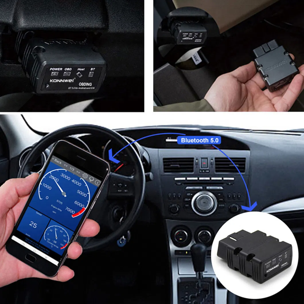 Konnwei Kw902 OBD2 Scanner - Bluetooth 4.0/5.0, Ios/Android, Car Diagnostic Tool (Black)