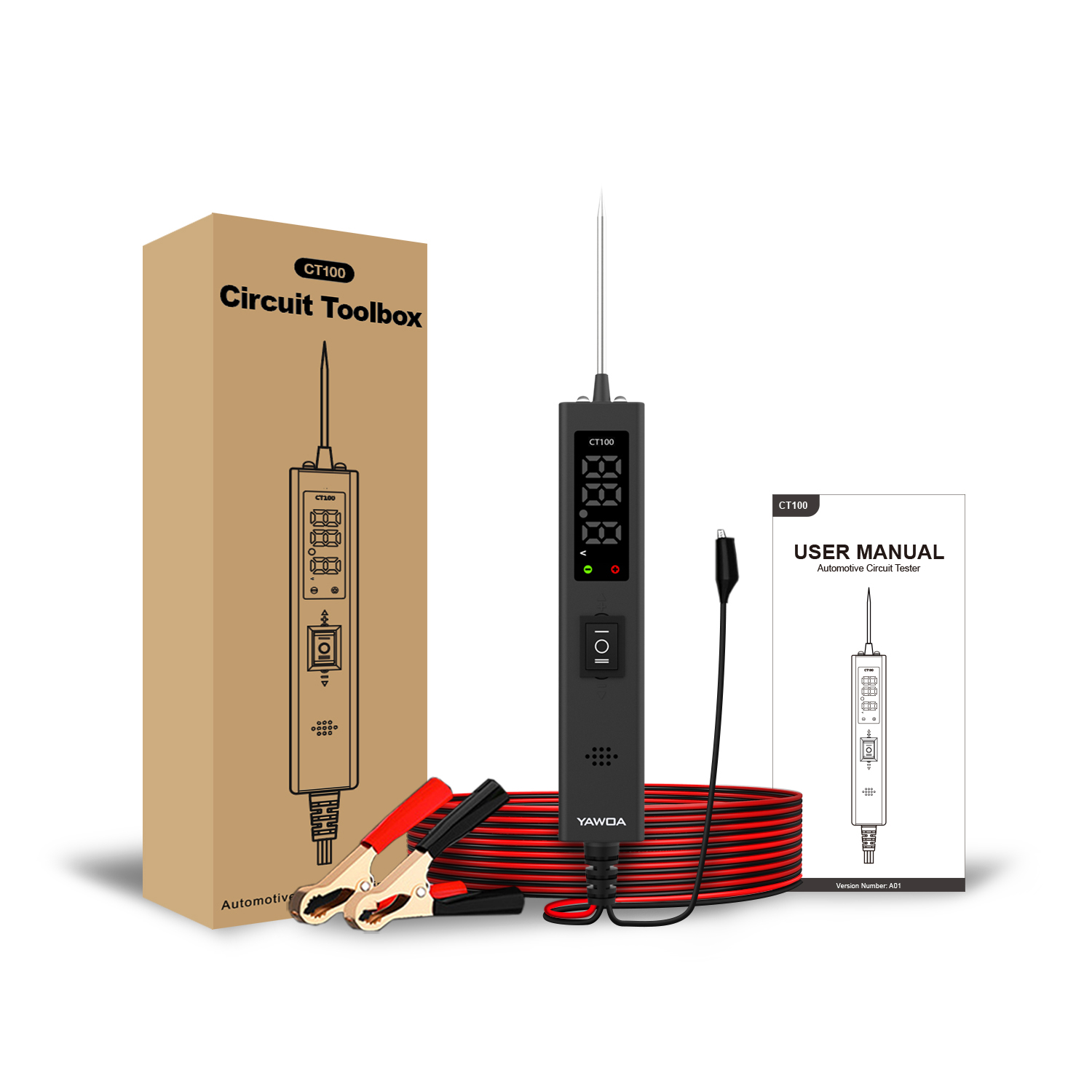 CT100 P55 Universal Automotive Battery Tester 12-24V Tracking Car Short Circuit Detector Black with 12 Months Warranty