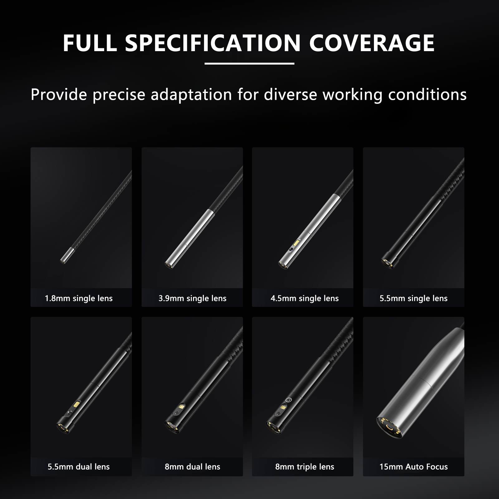 5" IPS HD Handheld Version Snake Camera, 8 Optional Probes Automotive Borescope Waterproof Inspection Industrial Endoscope