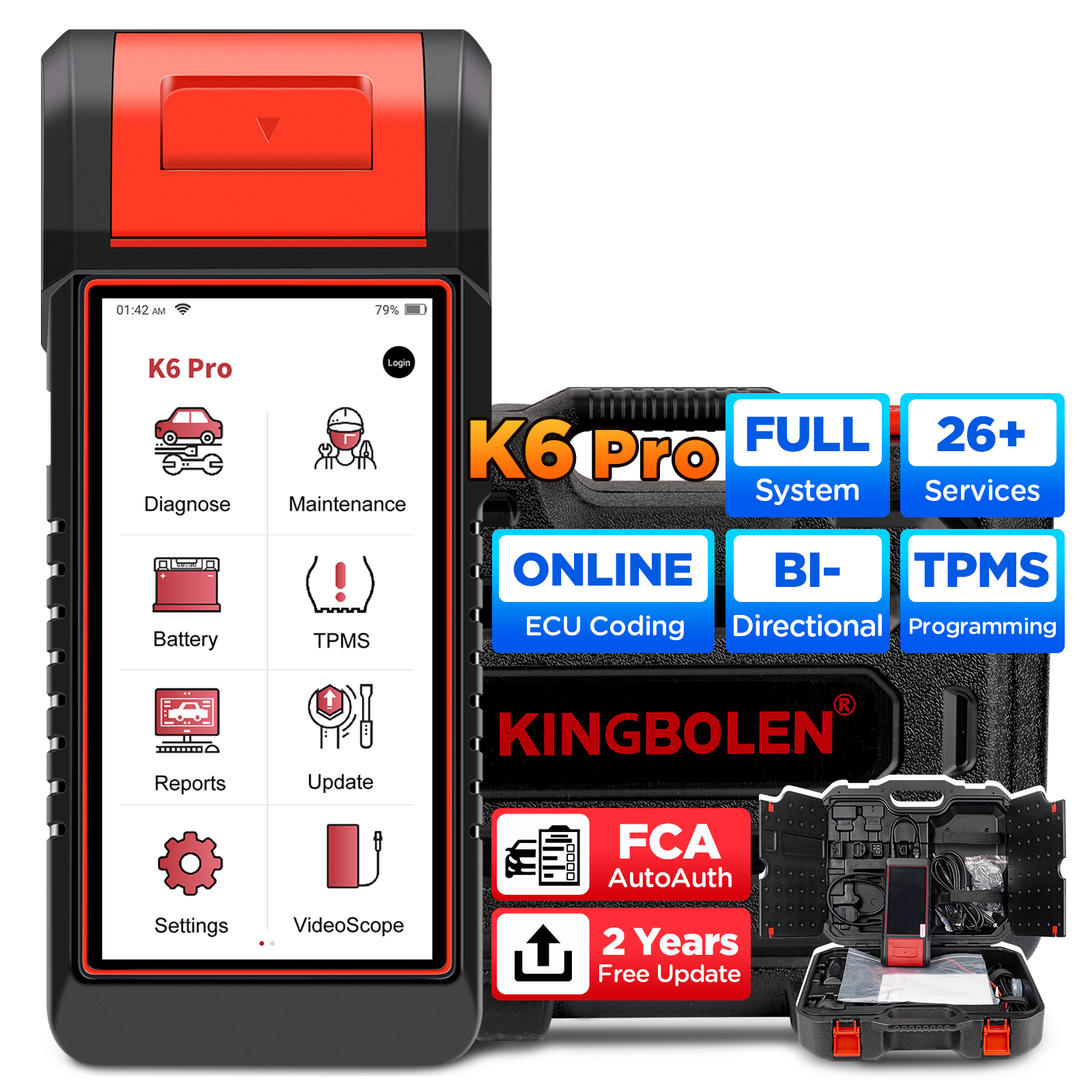 EU Warehouse Kingbolen K6 PRO Bidirectional Control Car Diagnostic Tool TPMS Programming ECU Coding