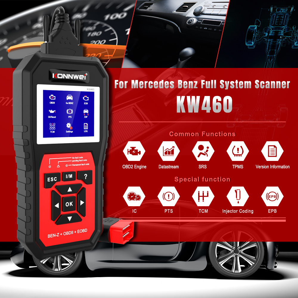 KONNWEI KW460 for Mercedes-Benz 11 Special Functions Full System ABS Brake System Diagnostic Scanner