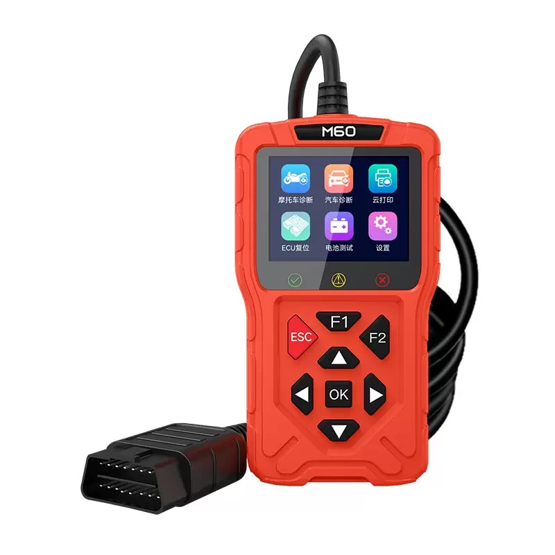 TopDiag M60 Motorcycle OBD2 Scan Tools 12V Engine Analyzer Diagnostic Tool LCD Display WiFi Engine Fault Code Read Clear
