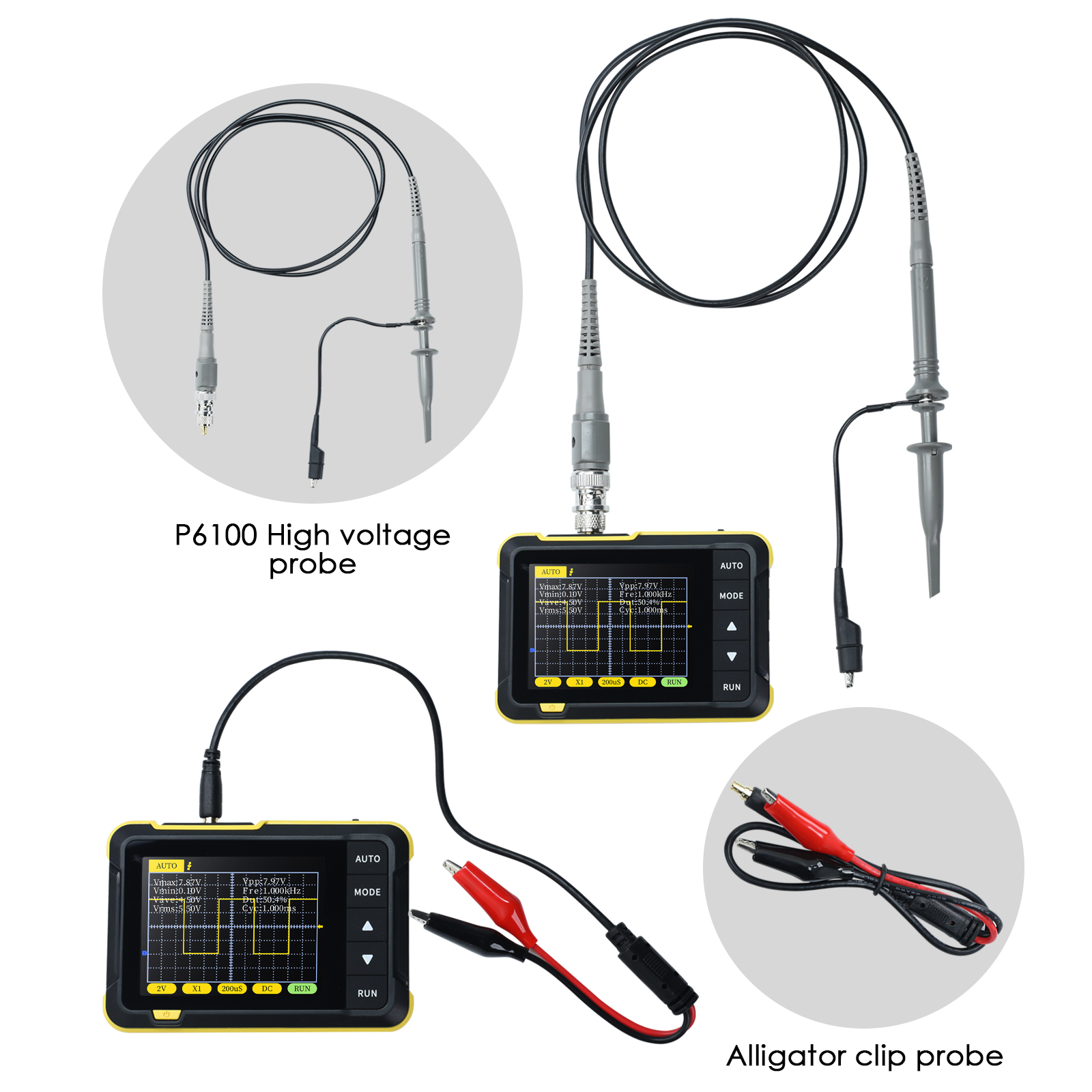 Handheld Digital Oscilloscope Kit Portable Automotive Oscilloscope 2.8" TFT 200KHz Bandwidth Trigger Function