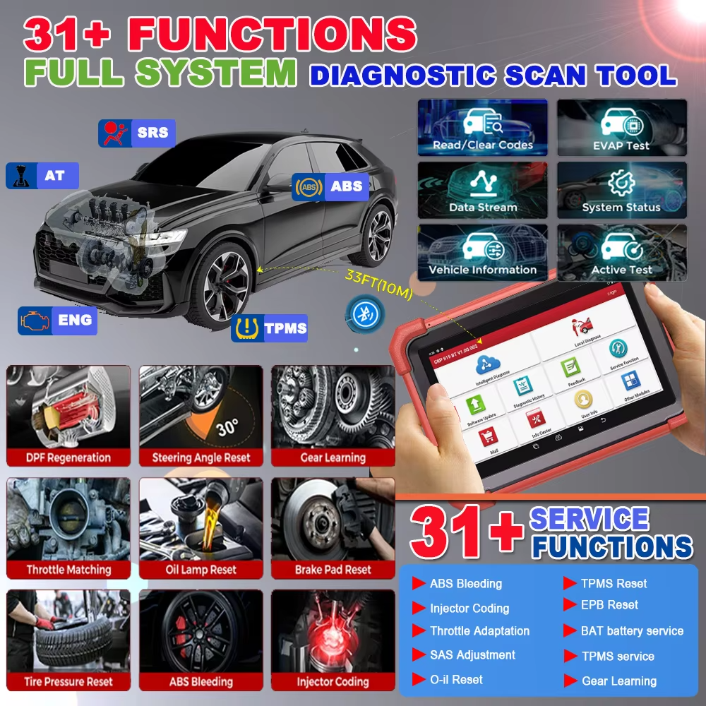 For X431 CRP919X BT Full System OBD2 Scanner 31+ Service Functions ECU Programmer Car Diagnostic Tool 13.3" Touch Screen